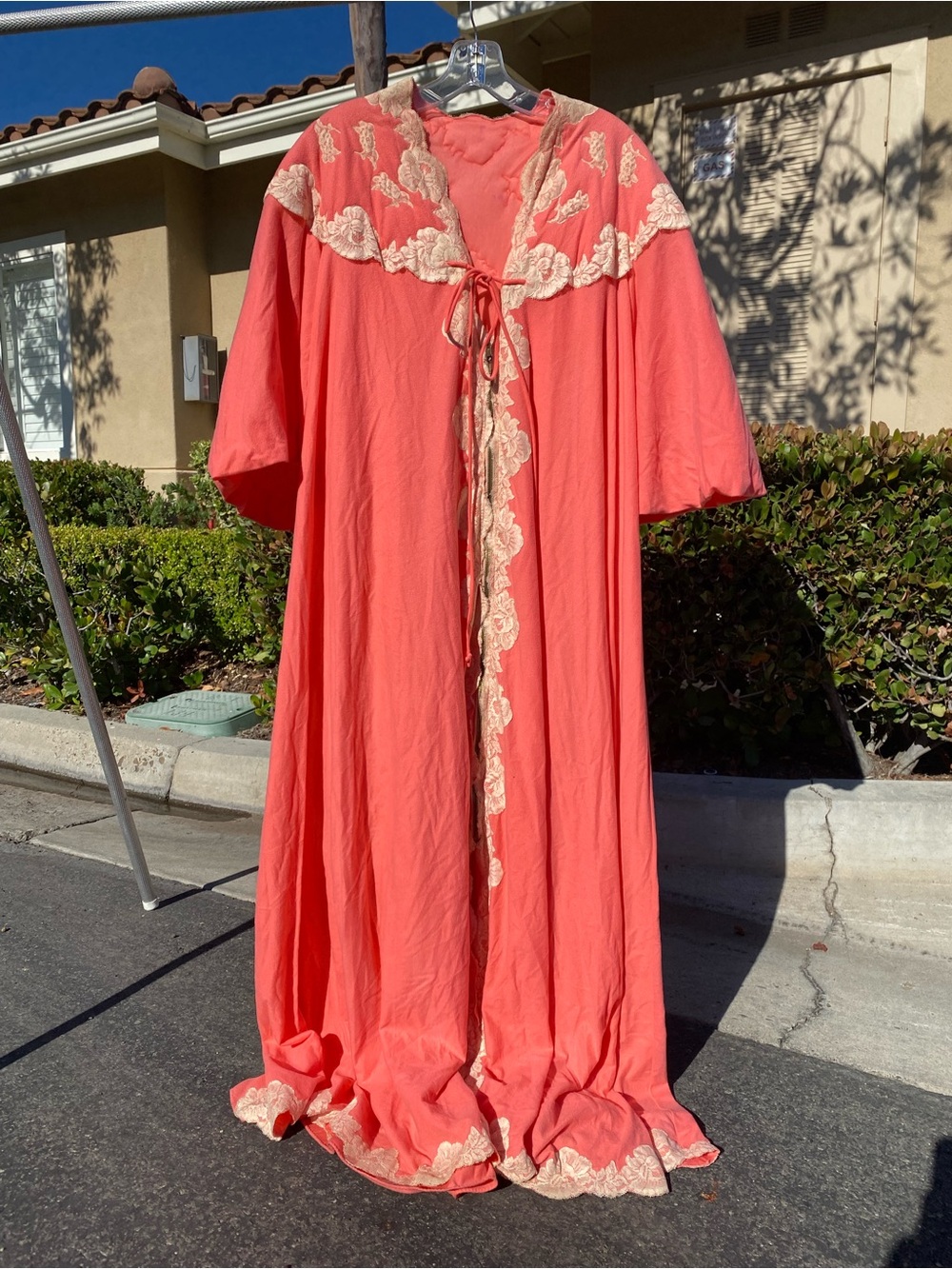Vintage Vanity Fair Coral Peach Long House Dress Coat